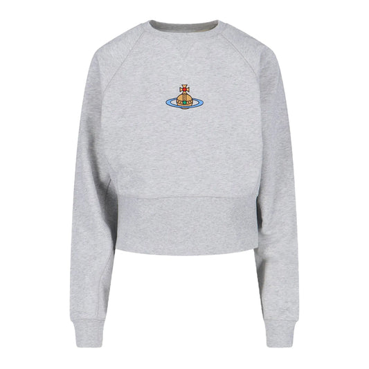 Vivienne Westwood Embroidered Centre Orb Raglan Cropped SweatshirtSweatshirtsVivienne WestwoodDPUS Designer Outlet044366048450Grey MelangeXSVivienne Westwood Embroidered Centre Orb Raglan Cropped Sweatshirt