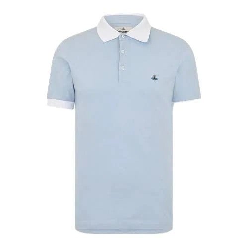 Vivienne Westwood Embroidered Logo Piqué Contrast Collar Polo ShirtT-ShirtVivienne WestwoodDPUS Designer Outlet044368942350Sky BlueSVivienne Westwood Embroidered Logo Piqué Contrast Collar Polo Shirt
