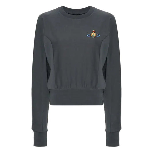 Vivienne Westwood Embroidered Orb Cropped SweatshirtSweatshirtsVivienne WestwoodDPUS Designer Outlet044361853806GreySVivienne Westwood Embroidered Orb Cropped Sweatshirt