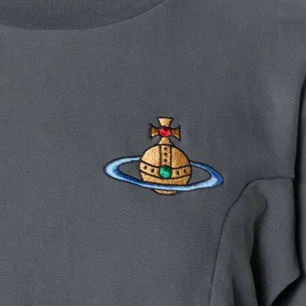 Vivienne Westwood Embroidered Orb Cropped SweatshirtSweatshirtsVivienne WestwoodDPUS Designer Outlet044361853806GreySVivienne Westwood Embroidered Orb Cropped Sweatshirt