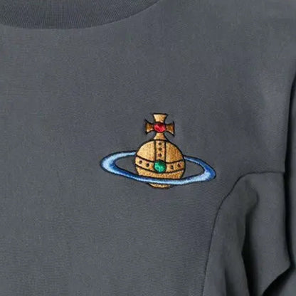 Vivienne Westwood Embroidered Orb Cropped SweatshirtSweatshirtsVivienne WestwoodDPUS Designer Outlet044361853806GreySVivienne Westwood Embroidered Orb Cropped Sweatshirt