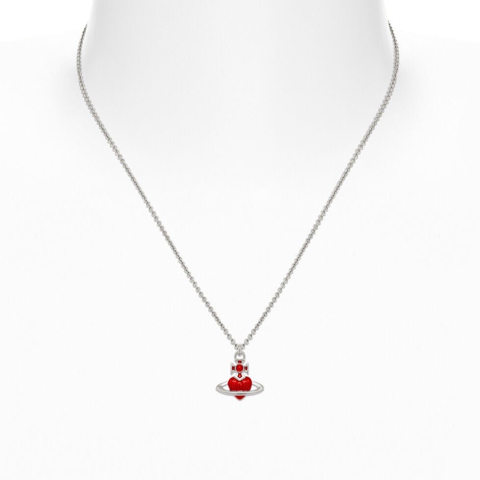 Vivienne Westwood Fabianna Bas Relief PendantJewelleryVivienne WestwoodDPUS Designer Outlet8053195435913Platinum/Red EnamelVivienne Westwood Fabianna Bas Relief Pendant