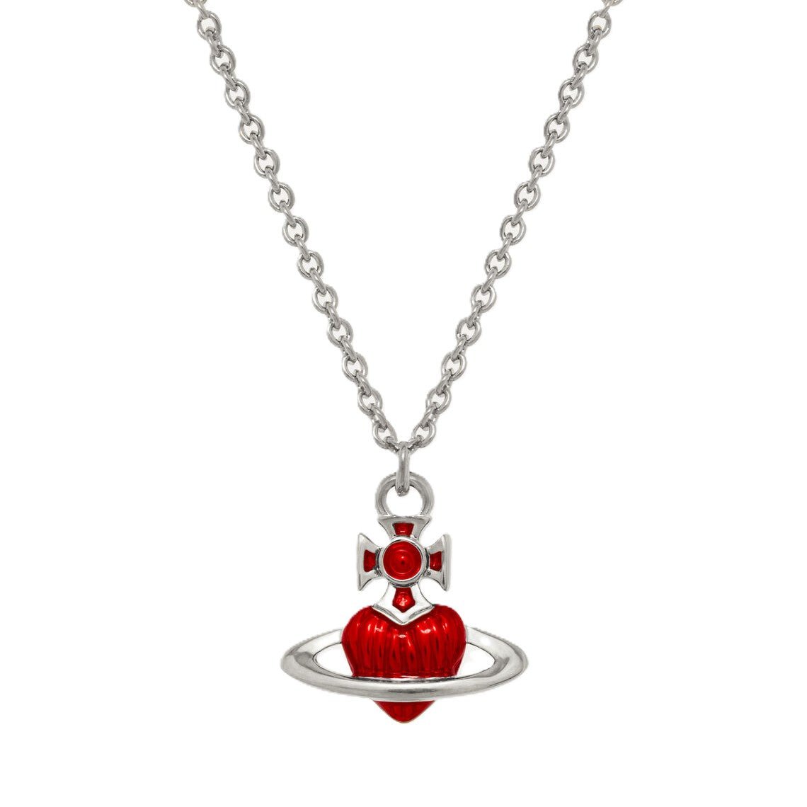 Vivienne Westwood Fabianna Bas Relief PendantJewelleryVivienne WestwoodDPUS Designer Outlet8053195435913Platinum/Red EnamelVivienne Westwood Fabianna Bas Relief Pendant