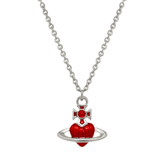 Vivienne Westwood Fabianna Bas Relief PendantJewelleryVivienne WestwoodDPUS Designer Outlet8053195435913Platinum/Red EnamelVivienne Westwood Fabianna Bas Relief Pendant