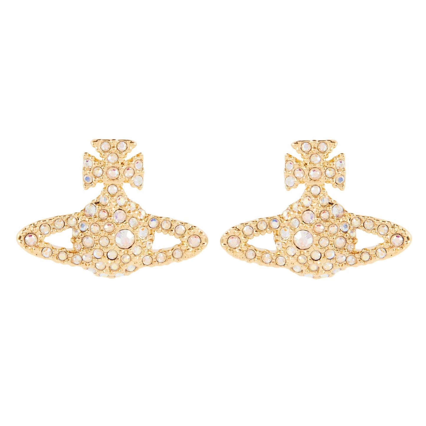 Vivienne Westwood Grace Bas Relief Stud Earrings in Gold / Moonlight CrystalJewelleryVivienne WestwoodDPUS Designer OutletVivienne Westwood Grace Bas Relief Stud Earrings in Gold / Moonlight Crystal