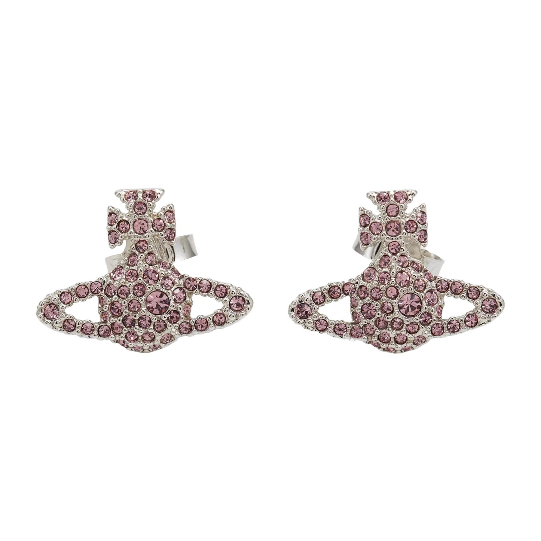 Vivienne Westwood Grace Bas Relief Stud Earrings in Platinum / Light Amethyst CrystalJewelleryVivienne WestwoodDPUS Designer OutletVivienne Westwood Grace Bas Relief Stud Earrings in Platinum / Light Amethyst Crystal