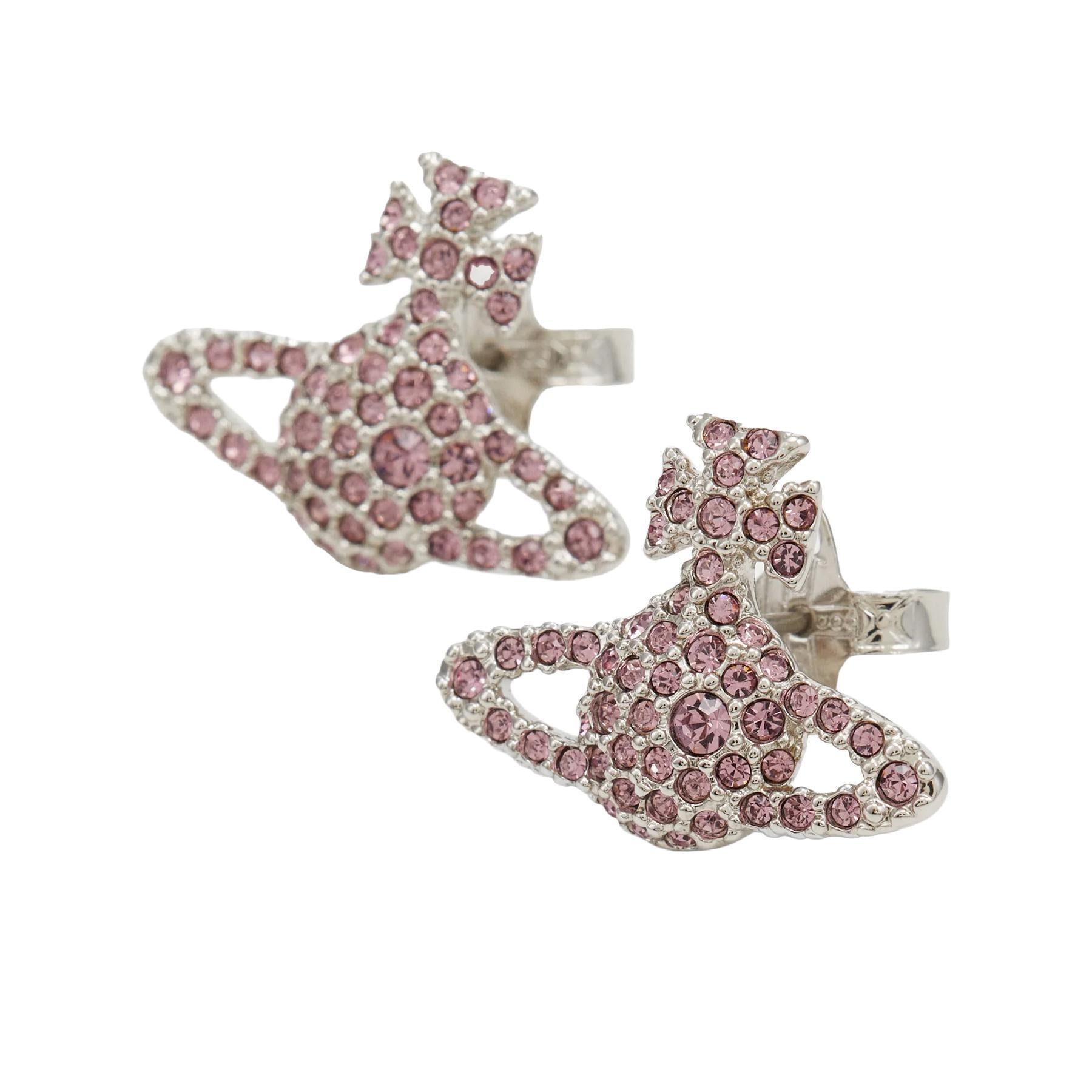 Vivienne Westwood Grace Bas Relief Stud Earrings in Platinum / Light Amethyst CrystalJewelleryVivienne WestwoodDPUS Designer OutletVivienne Westwood Grace Bas Relief Stud Earrings in Platinum / Light Amethyst Crystal