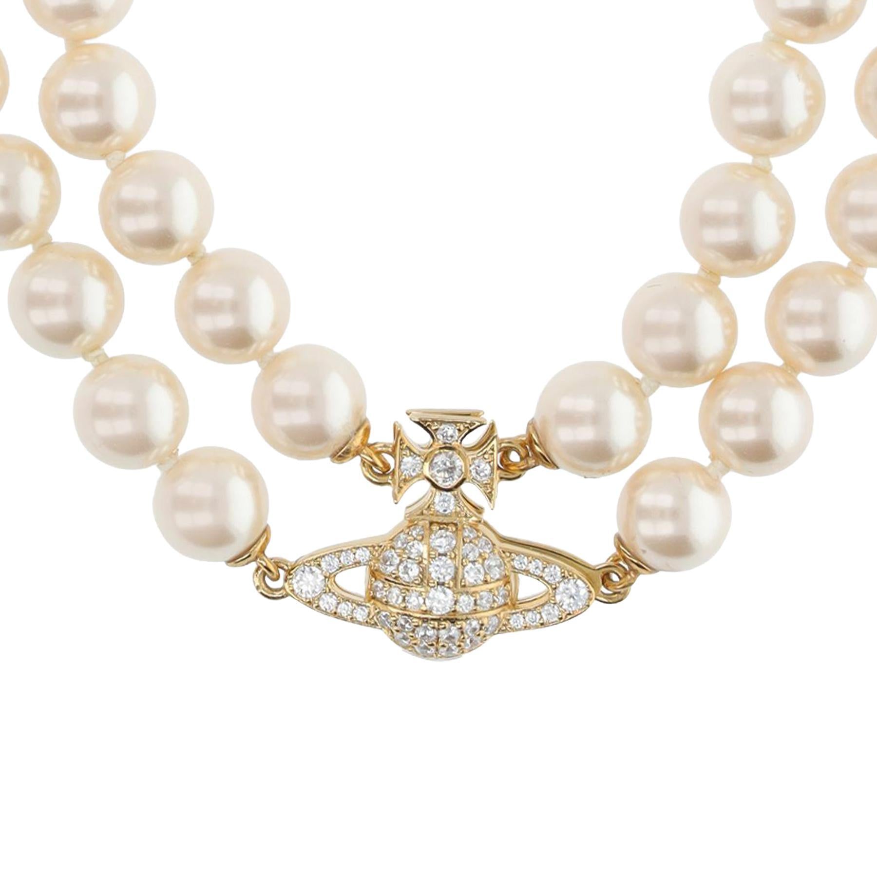 Vivienne Westwood Graziella Pearl Bracelet in Gold / Creamrose Pearl / White CzJewelleryVivienne WestwoodDPUS Designer Outlet8053195071524W1Vivienne Westwood Graziella Pearl Bracelet in Gold / Creamrose Pearl / White Cz