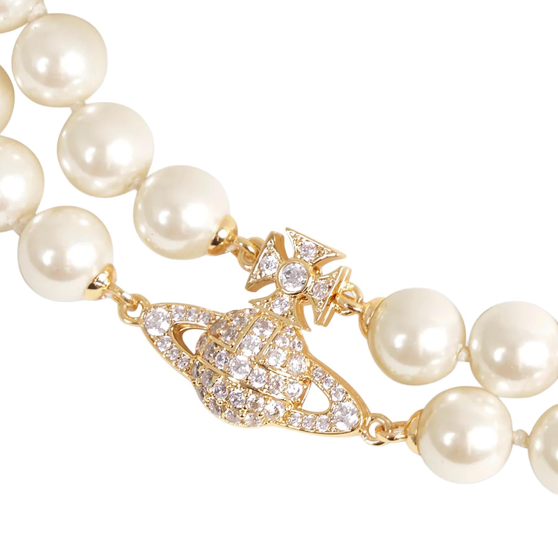 Vivienne Westwood Graziella Pearl Bracelet in Gold / Creamrose Pearl / White CzJewelleryVivienne WestwoodDPUS Designer Outlet8053195071524W1Vivienne Westwood Graziella Pearl Bracelet in Gold / Creamrose Pearl / White Cz