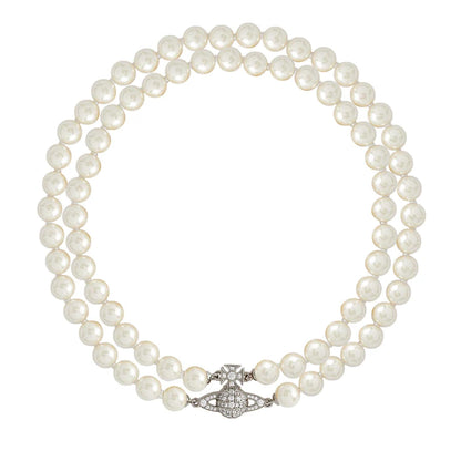 Vivienne Westwood Graziella Pearl Choker in Platinum / Creamrose Pearl / White CzJewelleryVivienne WestwoodDPUS Designer Outlet8053195070817W1Vivienne Westwood Graziella Pearl Choker in Platinum / Creamrose Pearl / White Cz