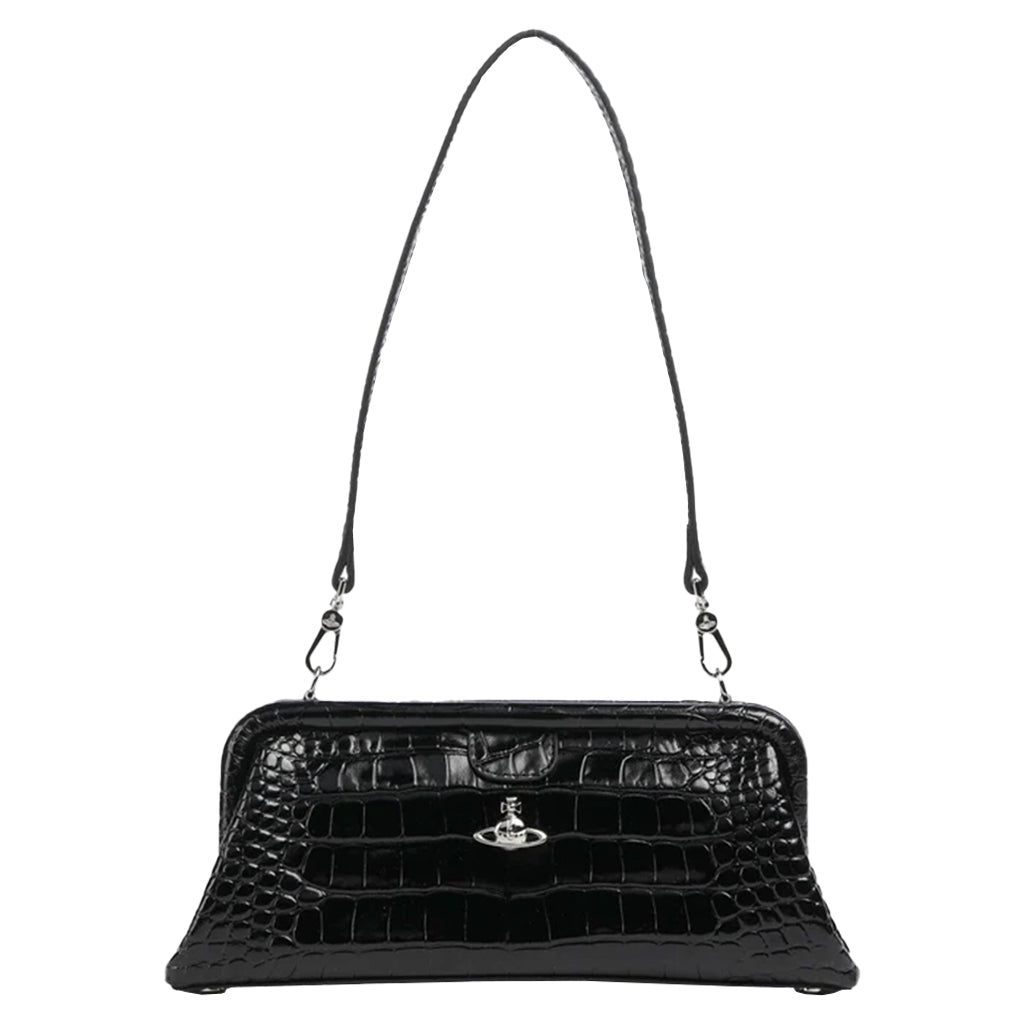 Vivienne Westwood Jane Frame PurseBagsVivienne WestwoodDPUS Designer Outlet8053195383092Black Embossed CrocVivienne Westwood Jane Frame Purse