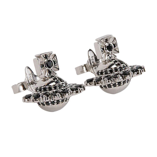 Vivienne Westwood Jordana Earrings in Platinum / Black CzJewelleryVivienne WestwoodDPUS Designer Outlet8053195230013Vivienne Westwood Jordana Earrings in Platinum / Black Cz