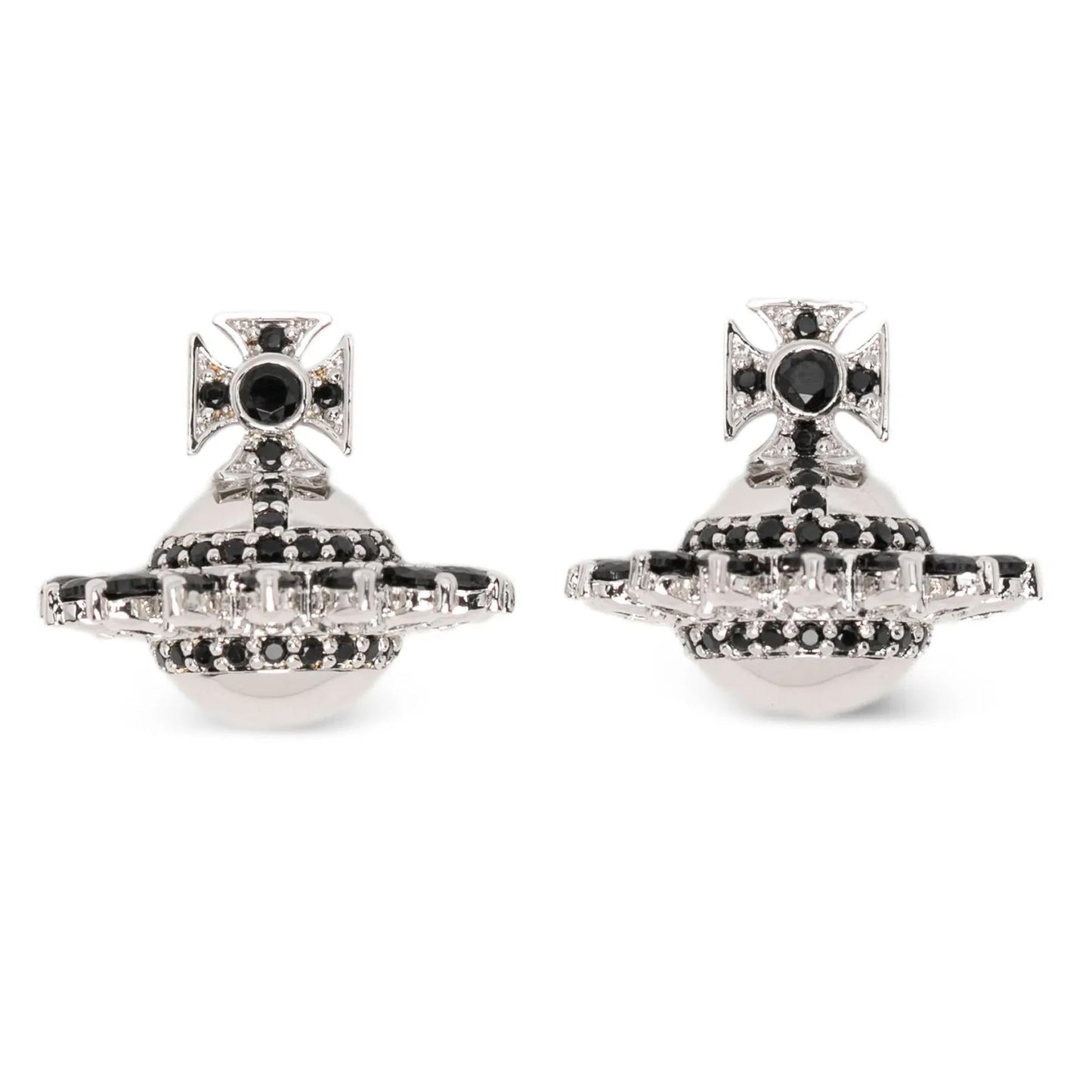Vivienne Westwood Jordana Earrings in Platinum / Black CzJewelleryVivienne WestwoodDPUS Designer Outlet8053195230013Vivienne Westwood Jordana Earrings in Platinum / Black Cz