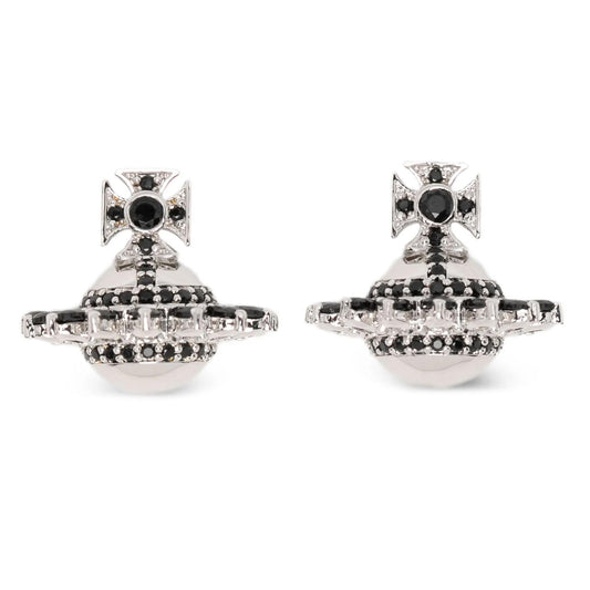 Vivienne Westwood Jordana Earrings in Platinum / Black CzJewelleryVivienne WestwoodDPUS Designer Outlet8053195230013Vivienne Westwood Jordana Earrings in Platinum / Black Cz