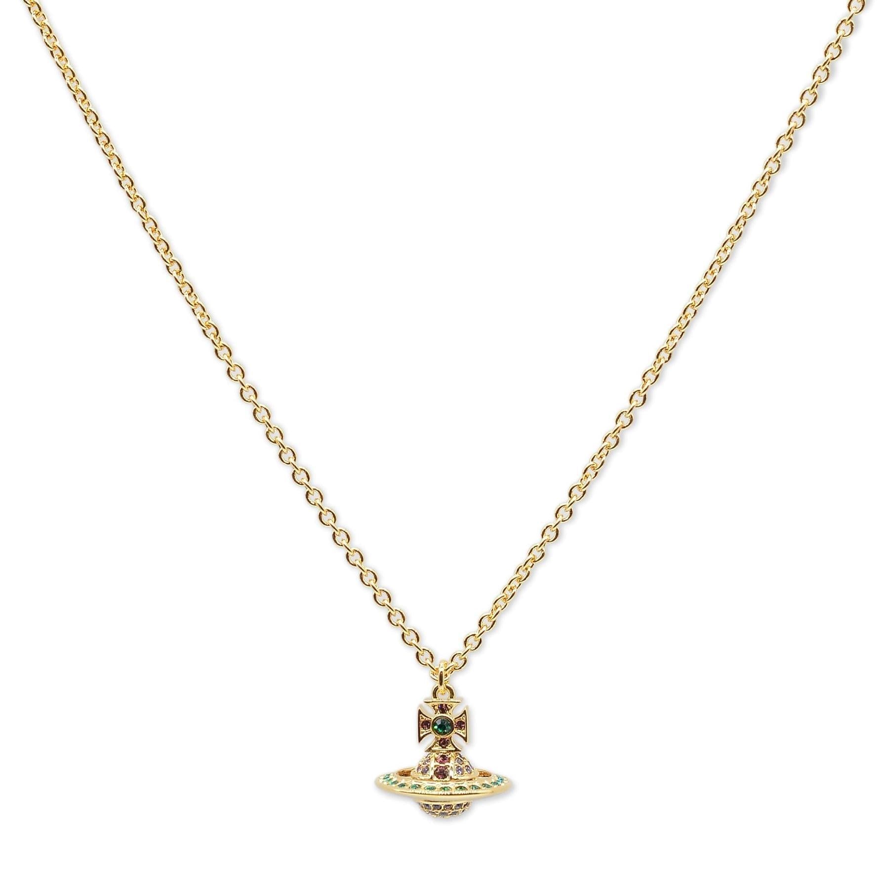 Vivienne Westwood Kika Orb Pendant in Gold / Emerald, Tanzanite, Amethyst CrysJewelleryDPUS Designer OutletDPUS Designer OutletVivienne Westwood Kika Orb Pendant in Gold / Emerald, Tanzanite, Amethyst Crys