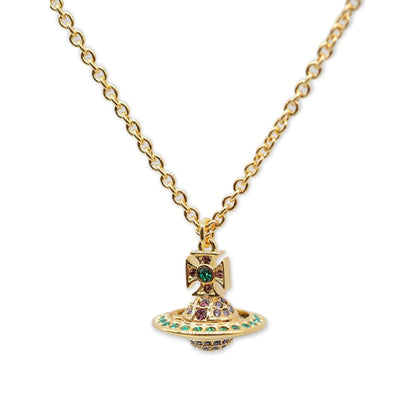 Vivienne Westwood Kika Orb Pendant in Gold / Emerald, Tanzanite, Amethyst CrysJewelleryDPUS Designer OutletDPUS Designer OutletVivienne Westwood Kika Orb Pendant in Gold / Emerald, Tanzanite, Amethyst Crys