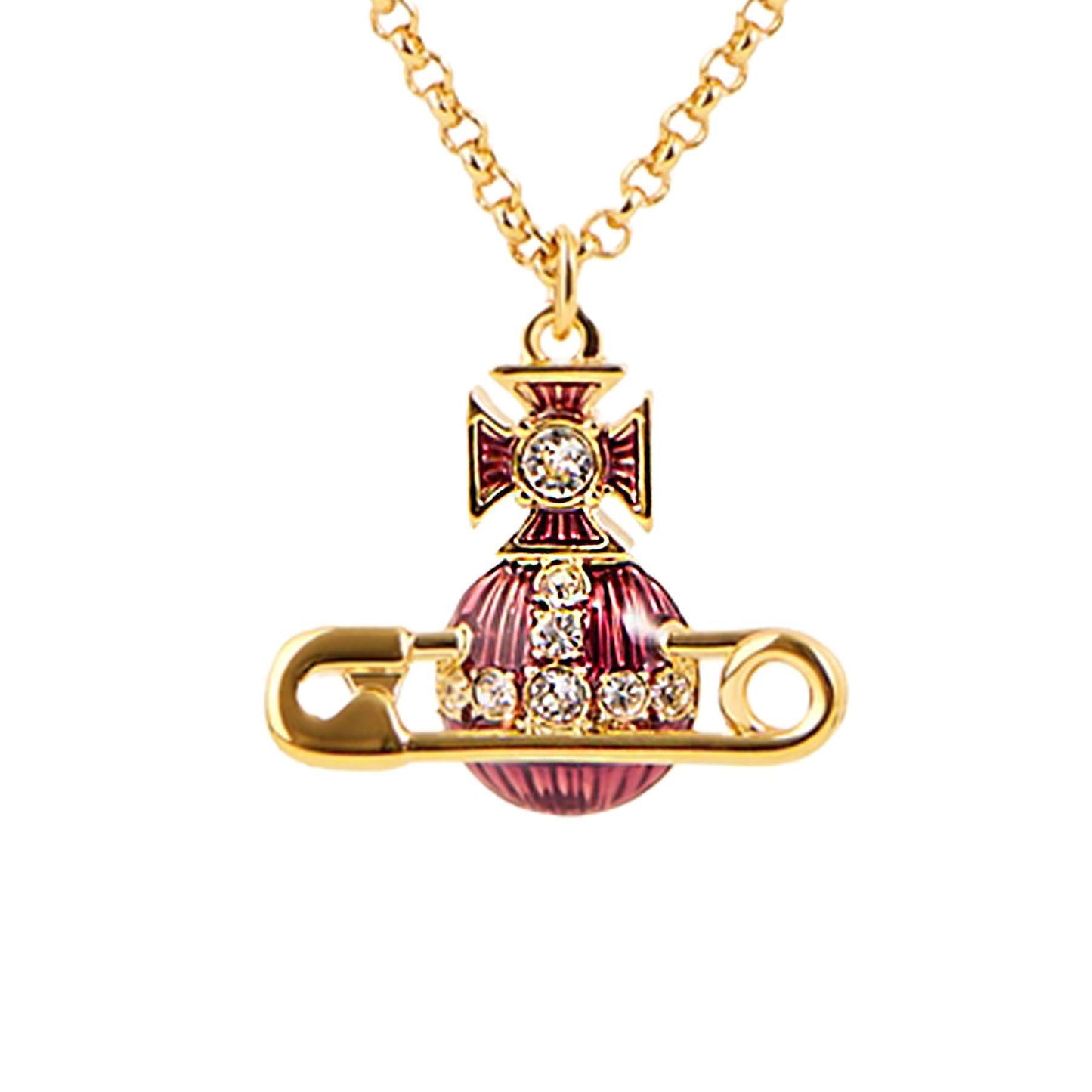 Vivienne Westwood Kitty Pendant in Gold / White Crystal / Amethyst EnamelJewelleryVivienne WestwoodDPUS Designer OutletVivienne Westwood Kitty Pendant in Gold / White Crystal / Amethyst Enamel
