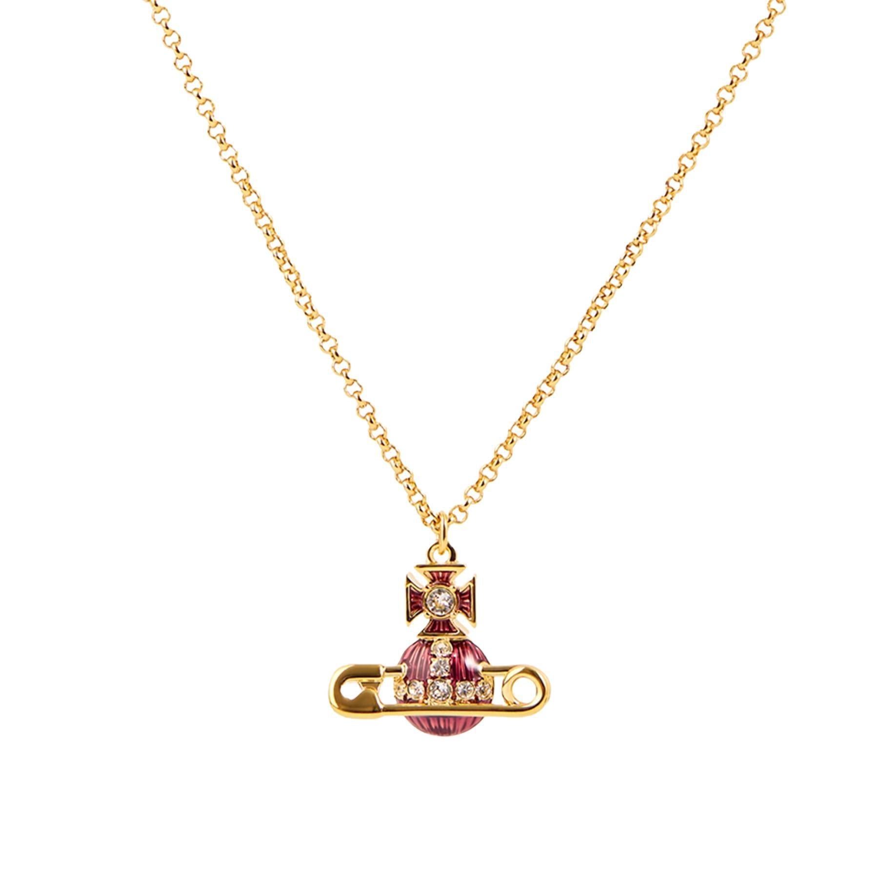 Vivienne Westwood Kitty Pendant in Gold / White Crystal / Amethyst EnamelJewelleryVivienne WestwoodDPUS Designer OutletVivienne Westwood Kitty Pendant in Gold / White Crystal / Amethyst Enamel