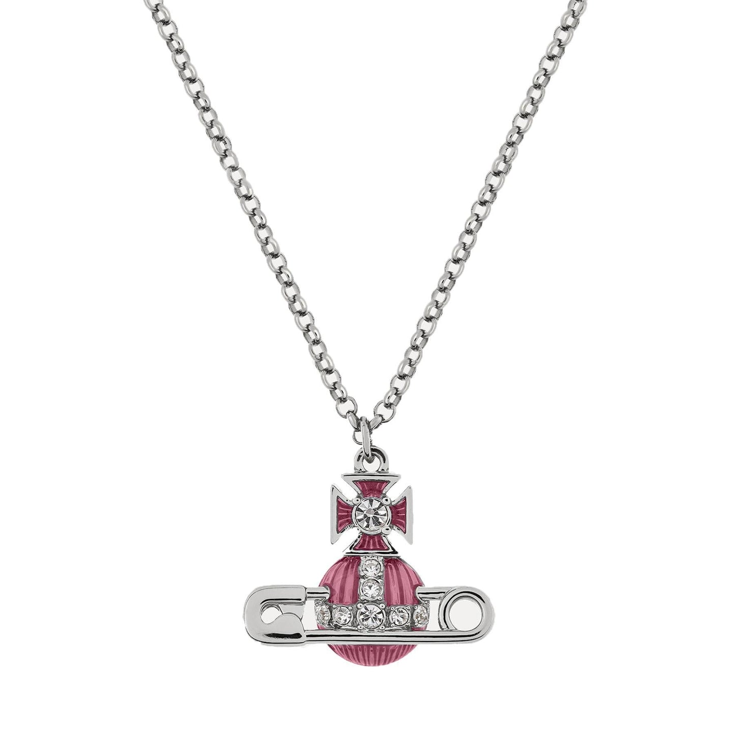 Vivienne Westwood Kitty Pendant in Platinum / White Crystal / Light Rose EnJewelleryVivienne WestwoodDPUS Designer Outlet8053195229468Vivienne Westwood Kitty Pendant in Platinum / White Crystal / Light Rose En