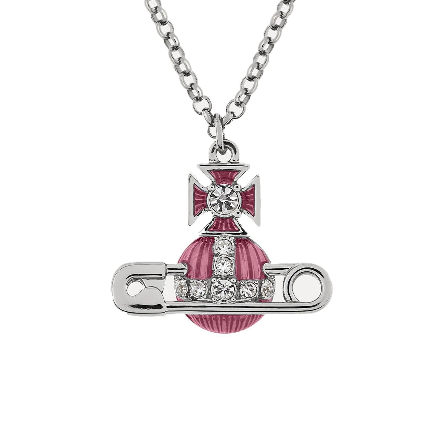 Vivienne Westwood Kitty Pendant in Platinum / White Crystal / Light Rose EnJewelleryVivienne WestwoodDPUS Designer Outlet8053195229468Vivienne Westwood Kitty Pendant in Platinum / White Crystal / Light Rose En