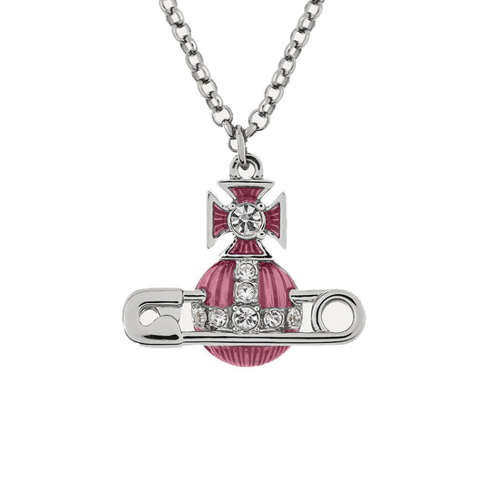 Vivienne Westwood Kitty Pendant in Platinum / White Crystal / Light Rose EnJewelleryVivienne WestwoodDPUS Designer Outlet8053195229468Vivienne Westwood Kitty Pendant in Platinum / White Crystal / Light Rose En