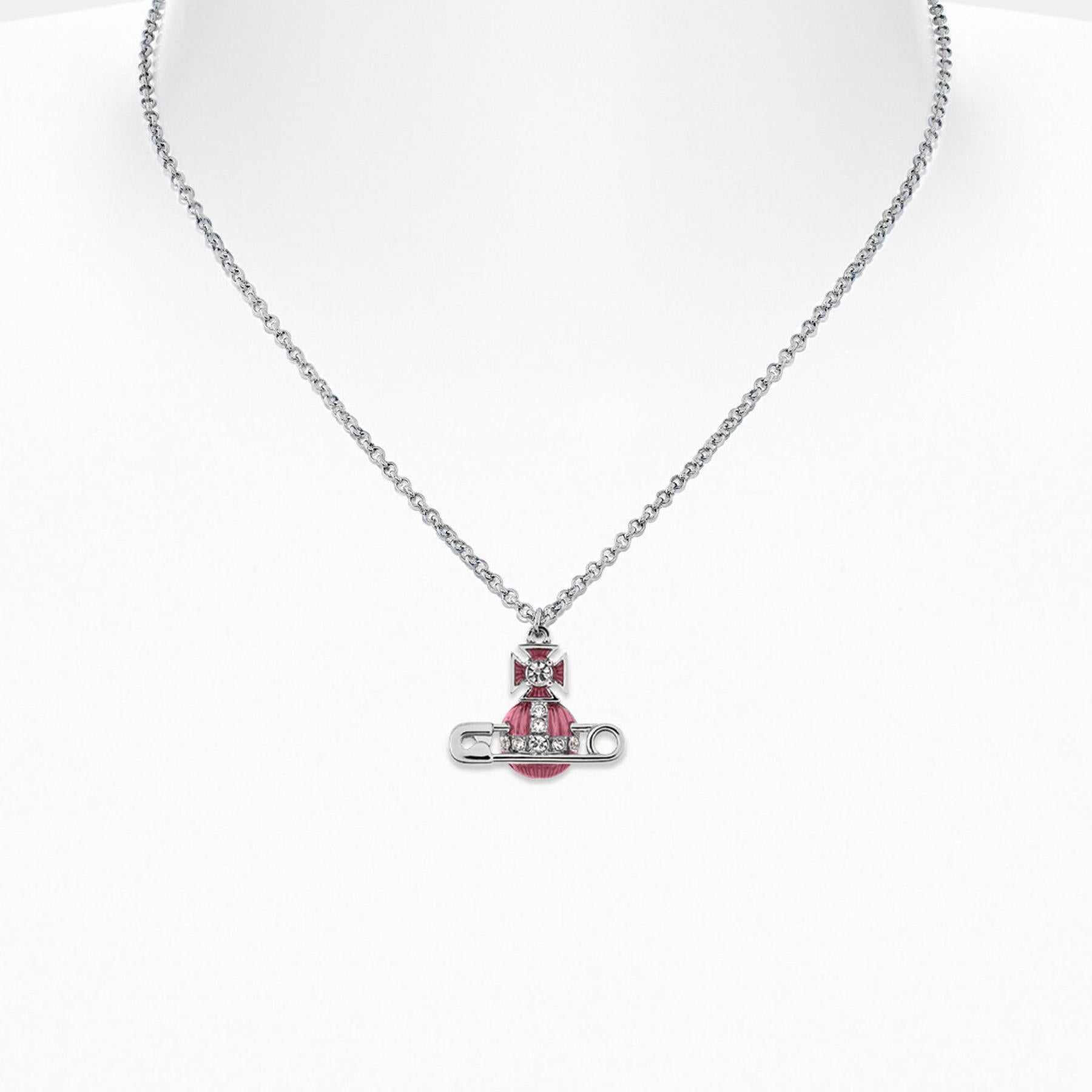 Vivienne Westwood Kitty Pendant in Platinum / White Crystal / Light Rose EnJewelleryVivienne WestwoodDPUS Designer Outlet8053195229468Vivienne Westwood Kitty Pendant in Platinum / White Crystal / Light Rose En