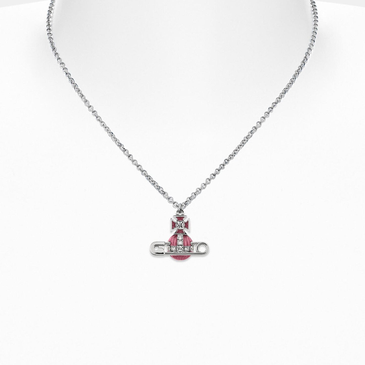 Vivienne Westwood Kitty Pendant in Platinum / White Crystal / Light Rose EnJewelleryVivienne WestwoodDPUS Designer Outlet8053195229468Vivienne Westwood Kitty Pendant in Platinum / White Crystal / Light Rose En