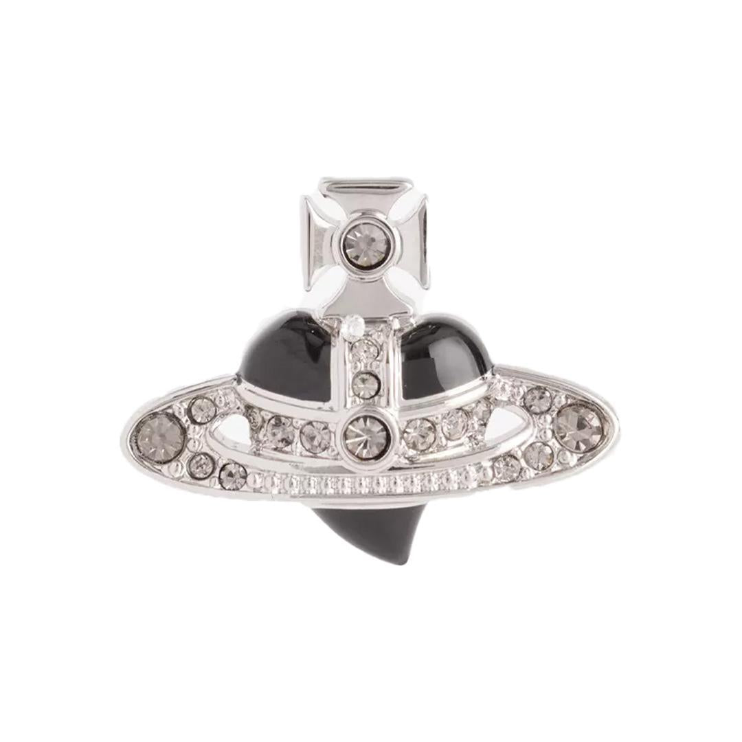 Vivienne Westwood Man. Diamante Heart Single Stud in Platinum/ Black Diamond/ Black OpaqueVivienne WestwoodDPUS Designer Outlet8050889647515Vivienne Westwood Man. Diamante Heart Single Stud in Platinum/ Black Diamond/ Black Opaque