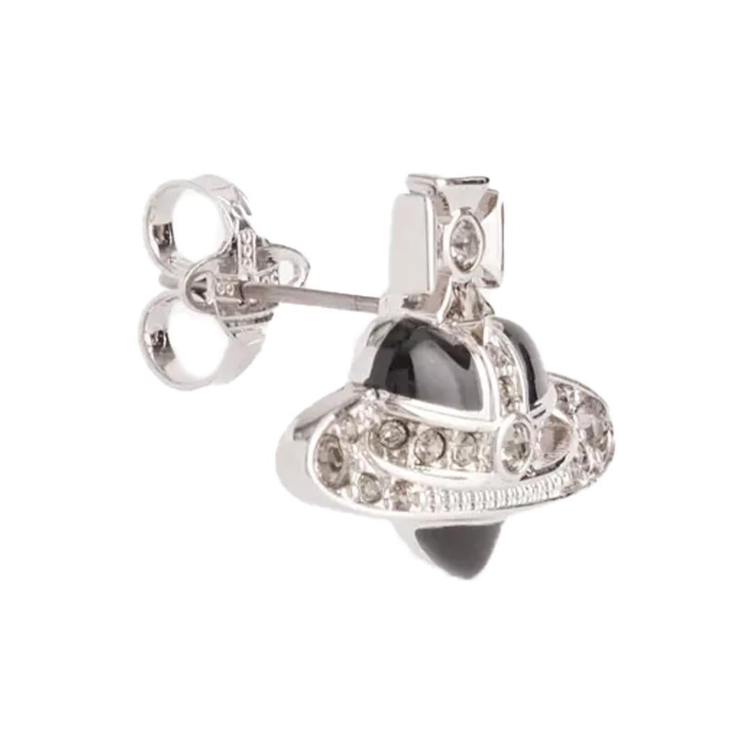 Vivienne Westwood Man. Diamante Heart Single Stud in Platinum/ Black Diamond/ Black OpaqueVivienne WestwoodDPUS Designer Outlet8050889647515Vivienne Westwood Man. Diamante Heart Single Stud in Platinum/ Black Diamond/ Black Opaque