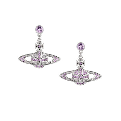 Vivienne Westwood Mini Bas Relief Drop EarringsJewelleryVivienne WestwoodDPUS Designer Outlet8053195400744Platinum/Violet CrystalVivienne Westwood Mini Bas Relief Drop Earrings