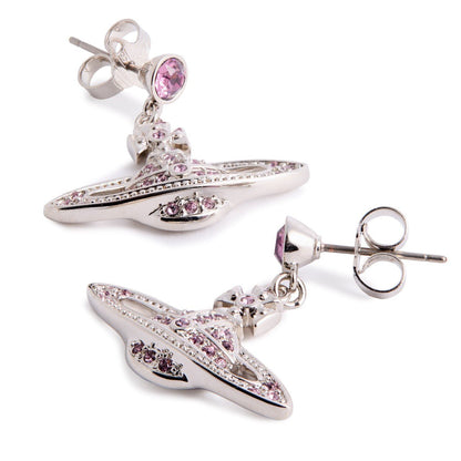 Vivienne Westwood Mini Bas Relief Drop EarringsJewelleryVivienne WestwoodDPUS Designer Outlet8053195400744Platinum/Violet CrystalVivienne Westwood Mini Bas Relief Drop Earrings