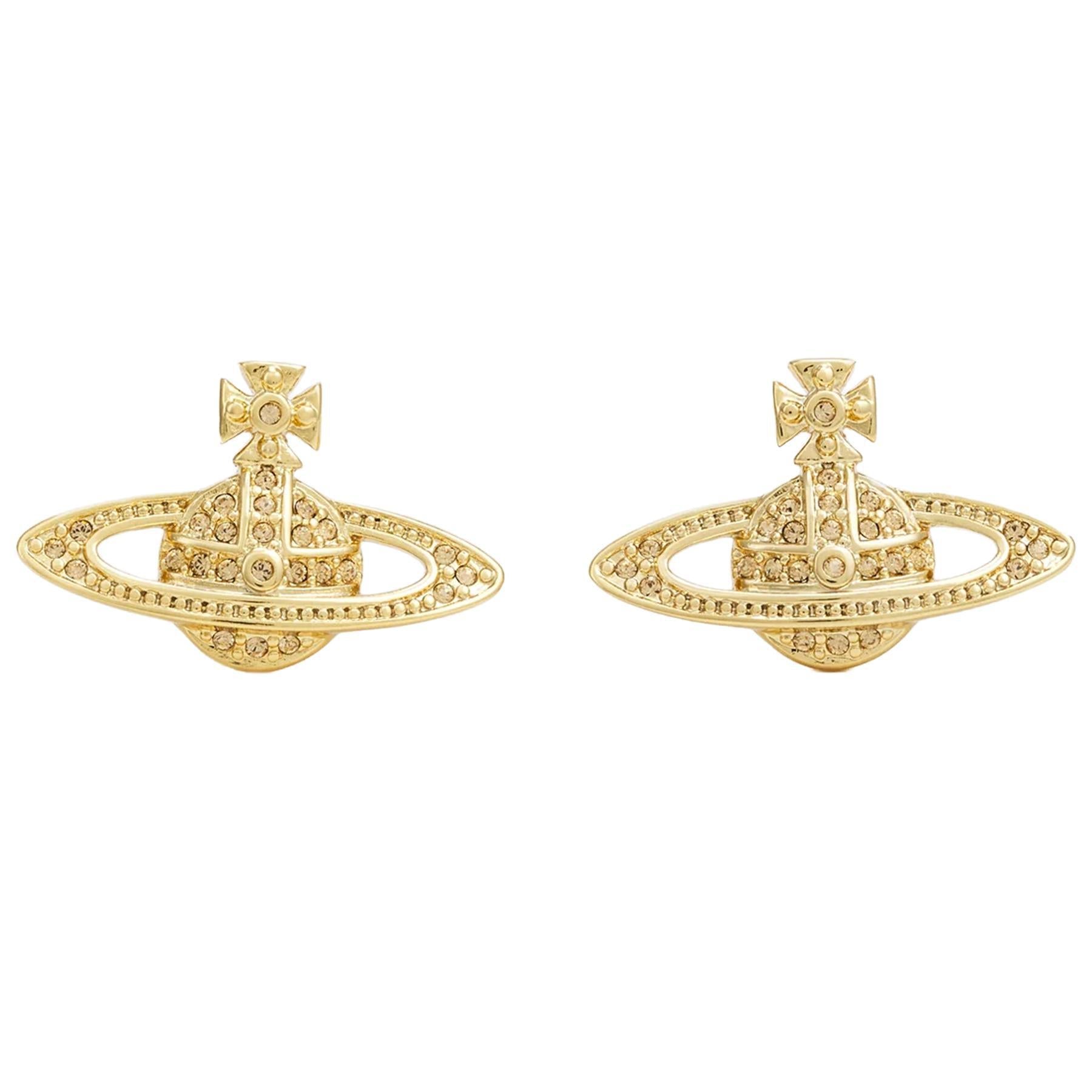 Vivienne Westwood Mini Bas Relief Earrings in Gold Light Colorado TopazJewelleryVivienne WestwoodDPUS Designer Outlet8050568220541Vivienne Westwood Mini Bas Relief Earrings in Gold Light Colorado Topaz