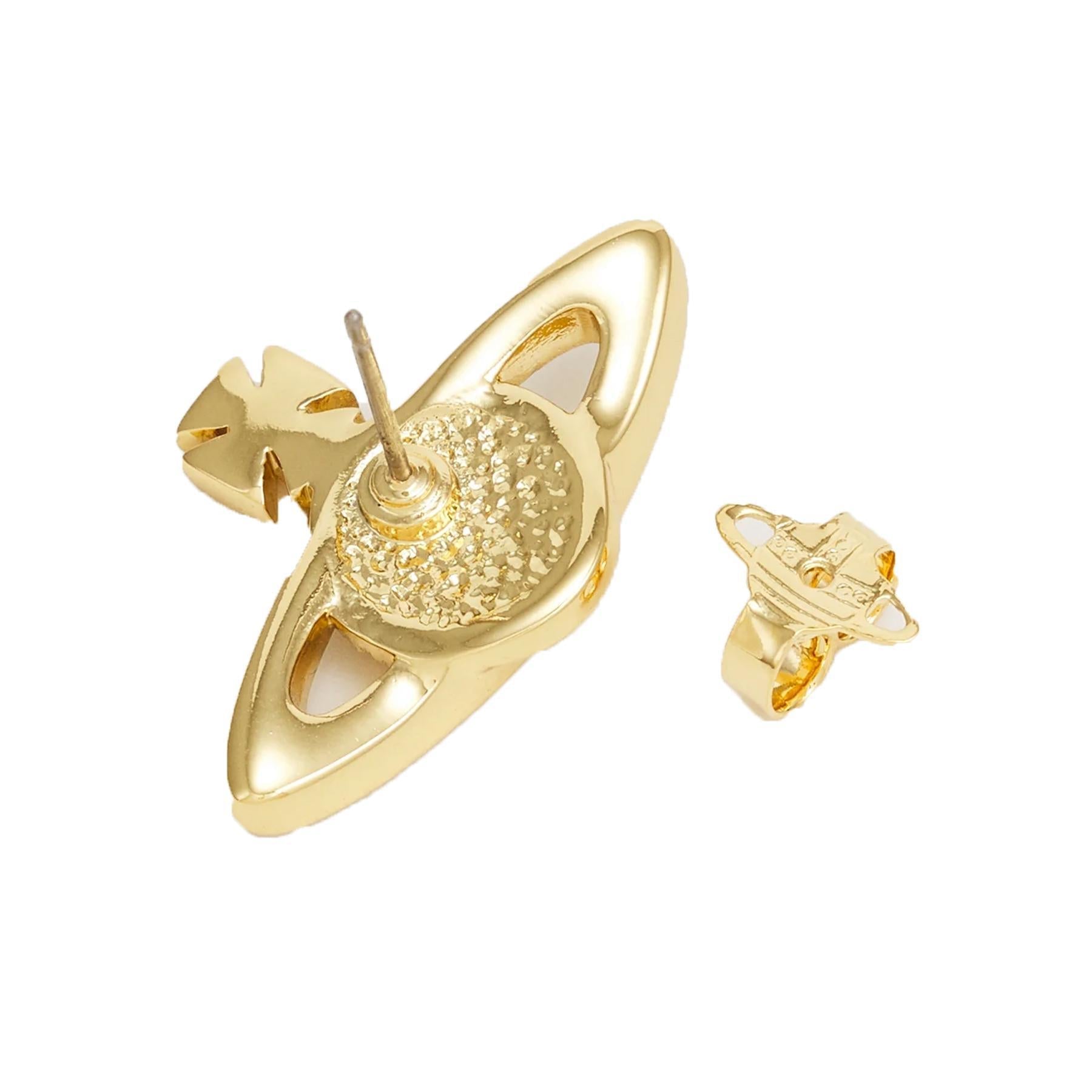 Vivienne Westwood Mini Bas Relief Earrings in Gold Light Colorado TopazJewelleryVivienne WestwoodDPUS Designer Outlet8050568220541Vivienne Westwood Mini Bas Relief Earrings in Gold Light Colorado Topaz