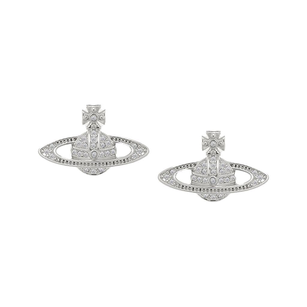 Vivienne Westwood Mini Bas Relief Earrings in Platinum/ CrystalVivienne WestwoodDPUS Designer Outlet8050889135029Vivienne Westwood Mini Bas Relief Earrings in Platinum/ Crystal