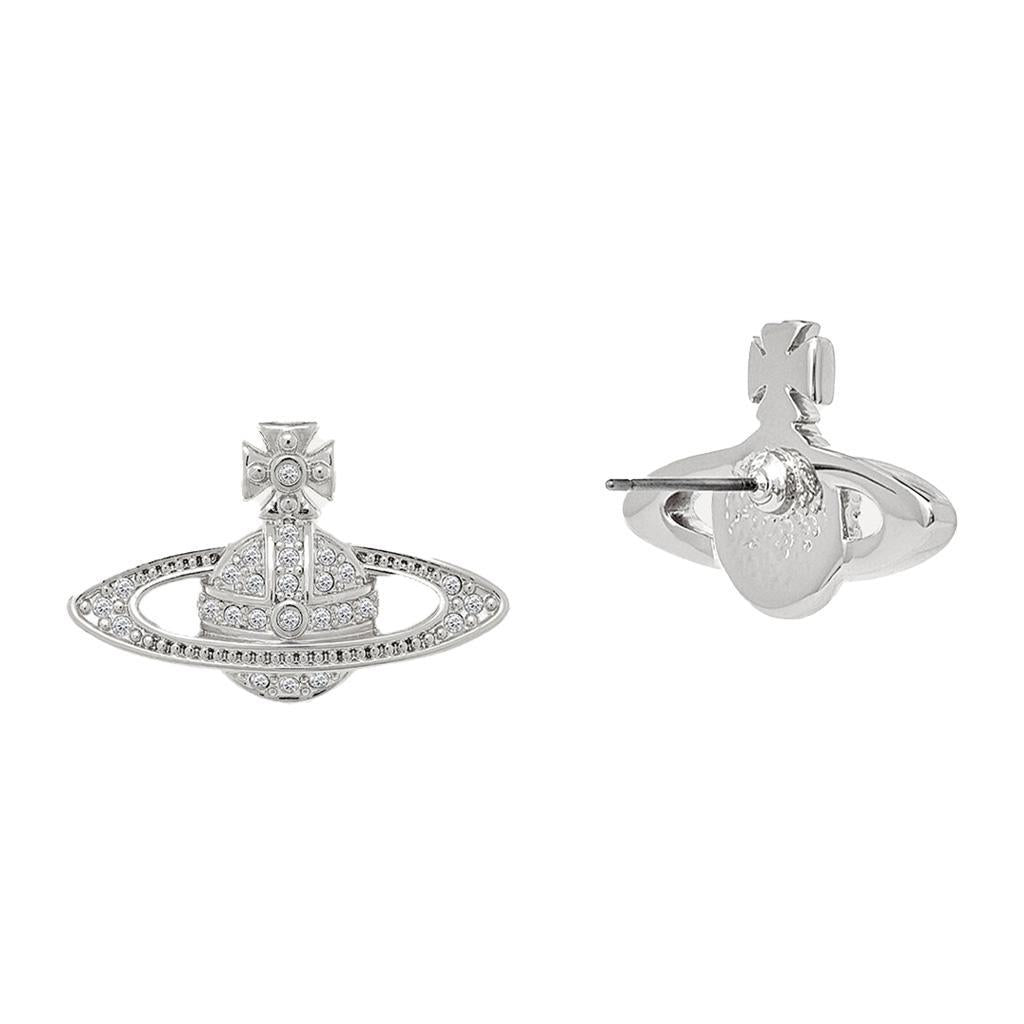 Vivienne Westwood Mini Bas Relief Earrings in Platinum/ CrystalVivienne WestwoodDPUS Designer Outlet8050889135029Vivienne Westwood Mini Bas Relief Earrings in Platinum/ Crystal