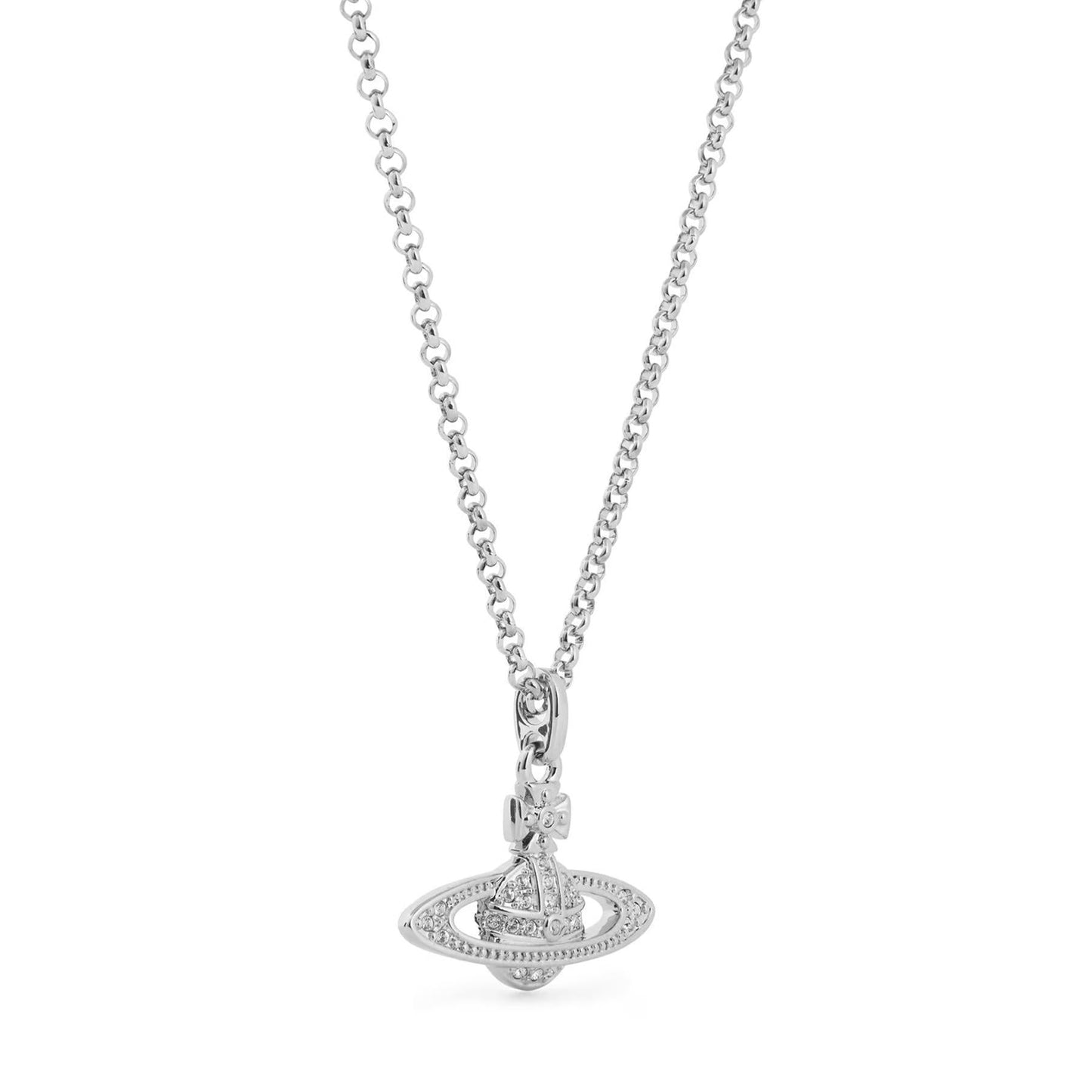 Vivienne Westwood Mini Bas Relief Pendant in Platinum / Crystal CrystalJewelleryVivienne WestwoodDPUS Designer Outlet8050889135043Vivienne Westwood Mini Bas Relief Pendant in Platinum / Crystal Crystal