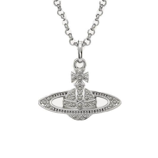 Vivienne Westwood Mini Bas Relief Pendant in Platinum / Crystal CrystalJewelleryVivienne WestwoodDPUS Designer Outlet8050889135043Vivienne Westwood Mini Bas Relief Pendant in Platinum / Crystal Crystal