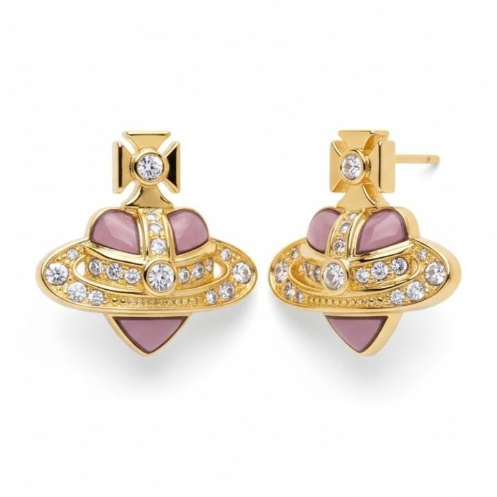 Vivienne Westwood New Diamante Heart Earrings in Gold / Light Gold Quartz Crystal / FuchsJewelleryVivienne WestwoodDPUS Designer Outlet8053195230280Vivienne Westwood New Diamante Heart Earrings in Gold / Light Gold Quartz Crystal / Fuchs