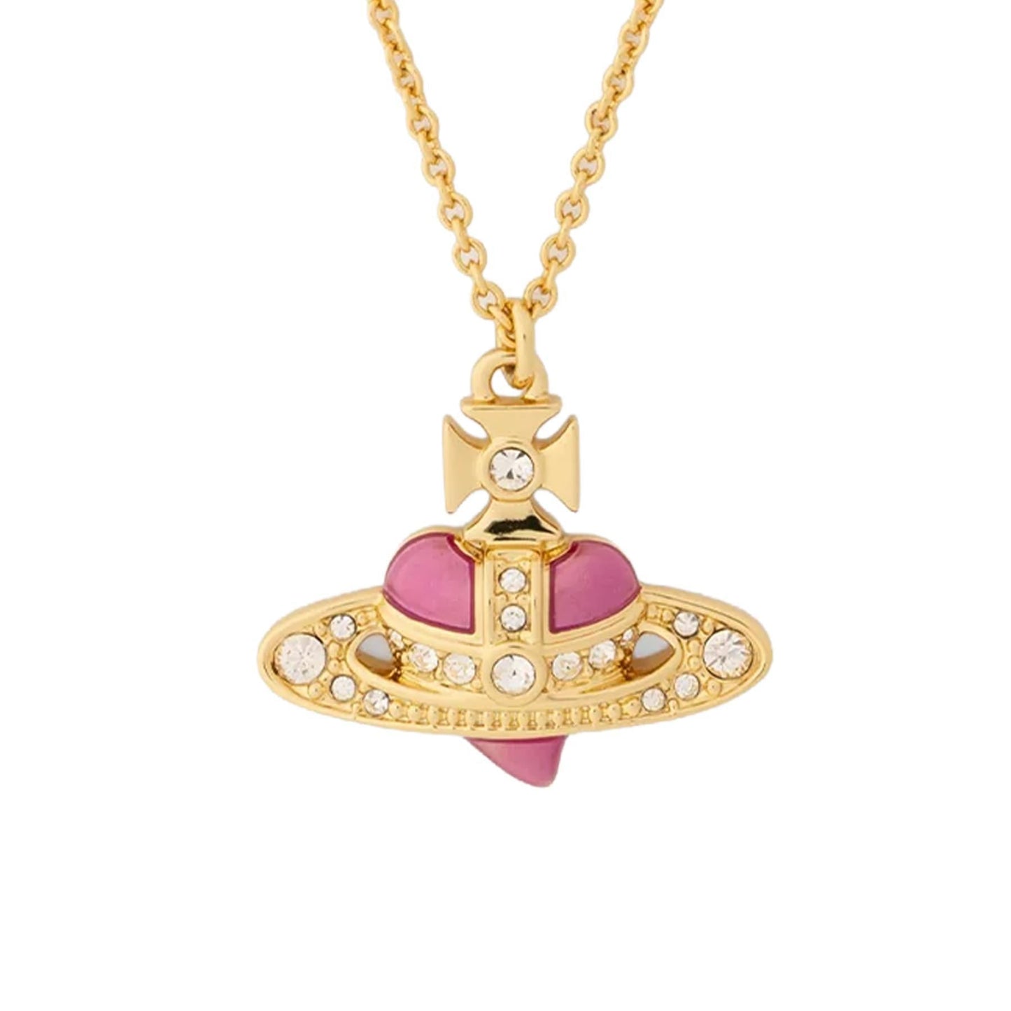 Vivienne Westwood New Diamante Heart Pendant in Gold / Light Gold Quartz Crystal / FuchsJewelleryVivienne WestwoodDPUS Designer Outlet8053195230228Vivienne Westwood New Diamante Heart Pendant in Gold / Light Gold Quartz Crystal / Fuchs