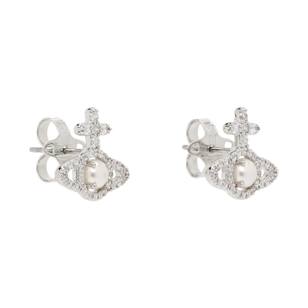 [Vivienne Westwood] Olympia Pearl EarringsJewelleryVivienne WestwoodDPUS Designer Outlet6203007R-02P132-SM-SS23-P1328050889437949Platinum / Creamrose Pearl / White Cz[Vivienne Westwood] Olympia Pearl Earrings
