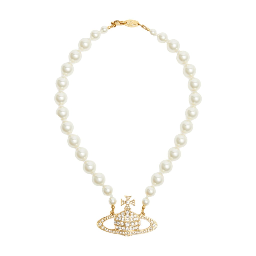 Vivienne Westwood One Row Pearl Bas ReliefJewelleryVivienne WestwoodDPUS Designer Outlet8050889140191Gold/Cream/CrystalW1Vivienne Westwood One Row Pearl Bas Relief