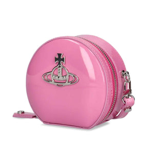 Vivienne Westwood Shiny Patent Mini Round Crossbody in PinkHandbagsVivienne WestwoodDPUS8050889299004Vivienne Westwood Shiny Patent Mini Round Crossbody in Pink