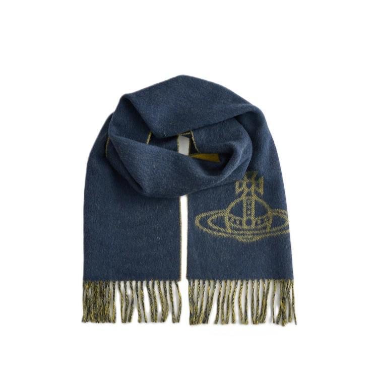 Vivienne Westwood Single Orb Double Face Scarf in Navy BlueScarvesVivienne WestwoodDPUS Designer Outlet8053195325900Vivienne Westwood Single Orb Double Face Scarf in Navy Blue