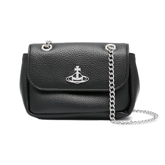 Vivienne Westwood Small Purse Chain in Black Grained Leather
