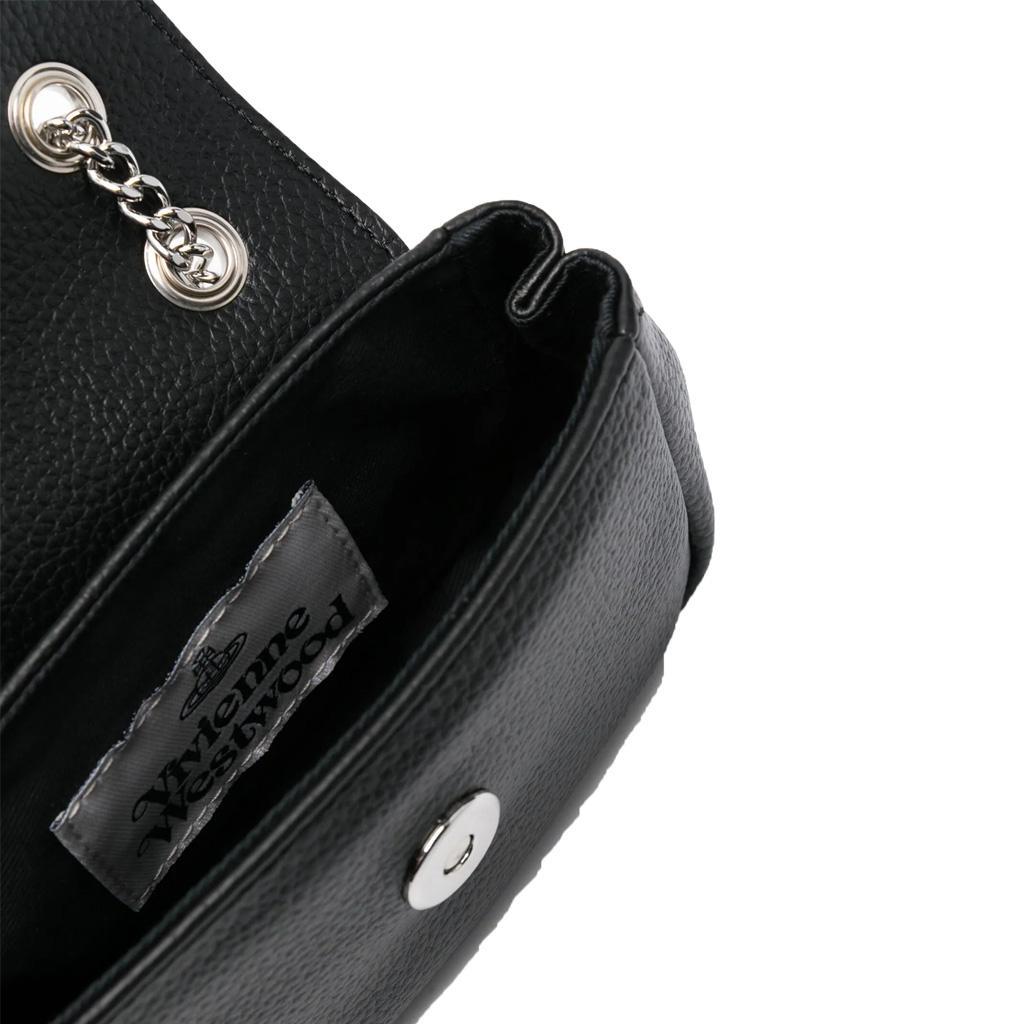 Vivienne Westwood Small Purse Chain in Black Grained Leather