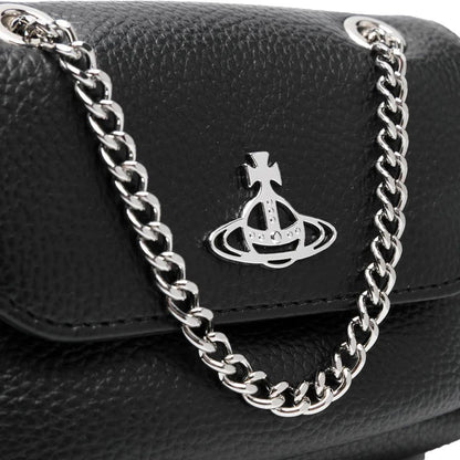 Vivienne Westwood Small Purse Chain in Black Grained Leather