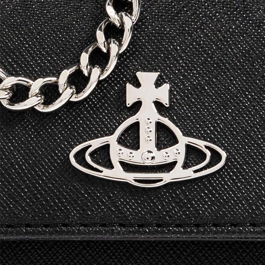 Vivienne Westwood Small Purse Chain in Black Saffiano Leather