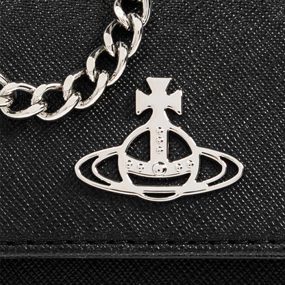 Vivienne Westwood Small Purse Chain in Black Saffiano Leather