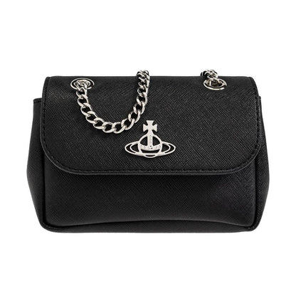 Vivienne Westwood Small Purse Chain in Black Saffiano Leather