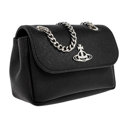Vivienne Westwood Small Purse Chain in Black Saffiano Leather